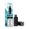 Vape pod packaging with black vape pod and blue box on a white background