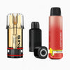 Collection of vaping devices with visible branding on a white background